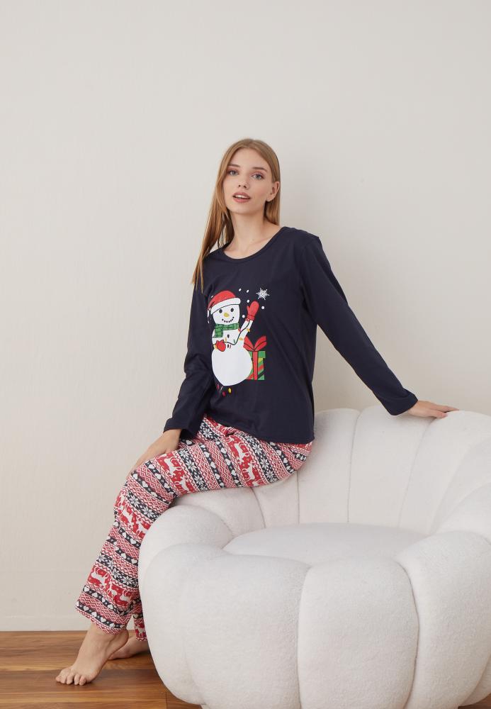 Pijama Dama Craciun ,maneca lunga ,pantaloni lungi,Engros